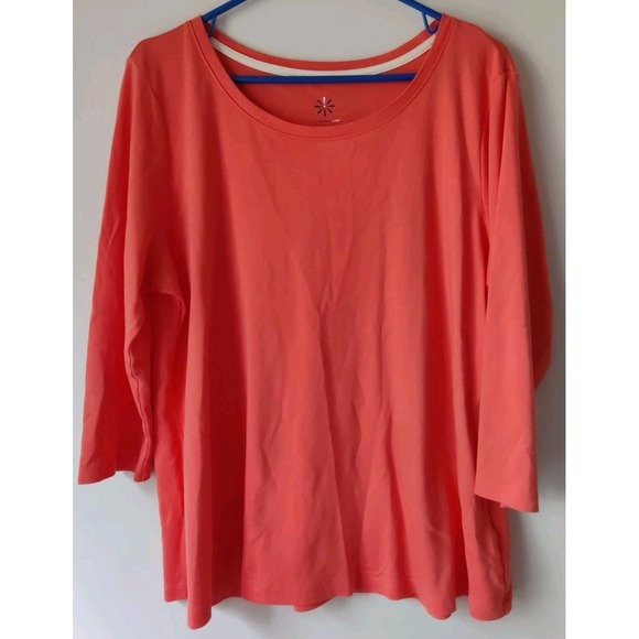Isaac Mizrahi Live Essentials 3/4-Sleeve Knit Coral Top Pima Cotton Size XL - Picture 1 of 5
